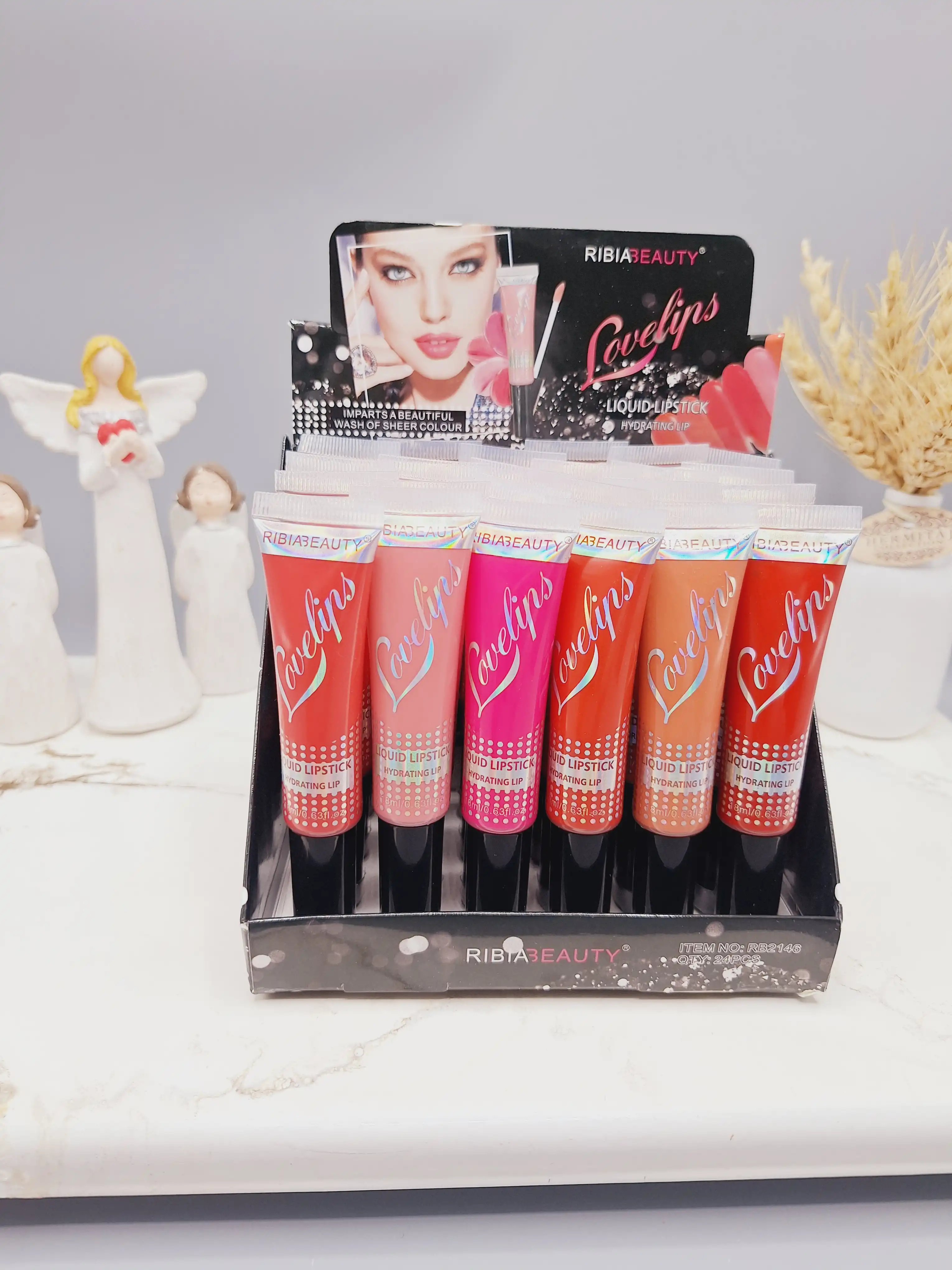 پک 6 تایی لیپ گلاس اسمارتیزی تیوپی فوق العاده زیبا برند ‏RIBIABEAUTY‏ کد RB2146